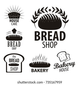Bakery logotypes set. Bakery vintage black and white design elements