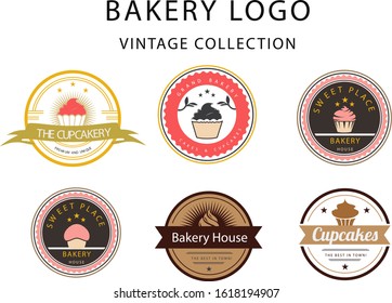 Bakery logotypes set. Bakery vintage design elements, logos, badges, labels, icons and objects
