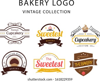Bakery logotypes set. Bakery vintage design elements, logos, badges, labels, icons and objects