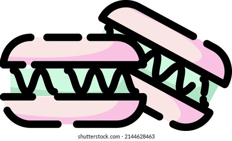 Bakery macaron, illustration, vector on a white background.