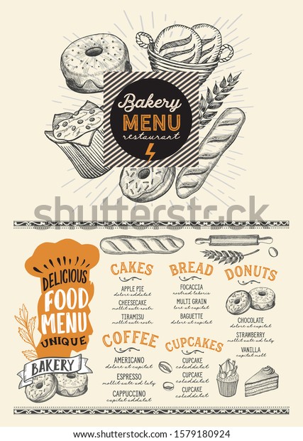 Bakery Menu Template Restaurant On Blackboard Stock Vector (Royalty ...