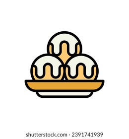 Panadería Mini Donuts Icono Icono Ilustración