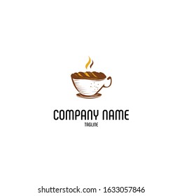 Bakery minimalist logo with elements of bread and cups.