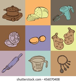 Bakery objects outline A