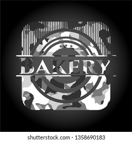 Bakery on grey camouflage texture