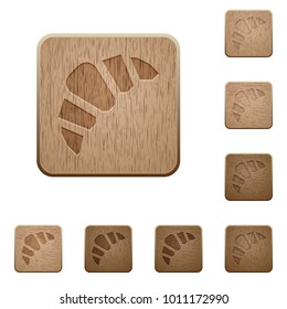 Bakery on rounded square carved wooden button styles