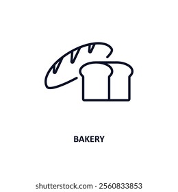 bakery outline icon.  Thin line icon from fast food collection. Editable vector isolated on white background