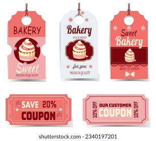 
Bakery, pastries, Label and Coupon ,vector illustration