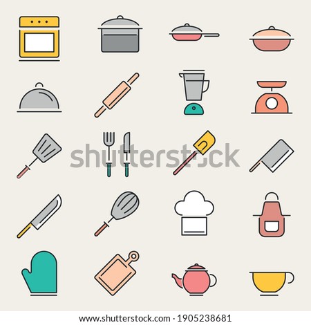 Bakery and pastries set of vector design elements, kitchen tools, bread shop, icons, and symbols