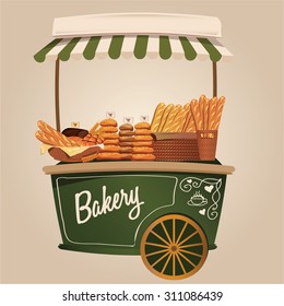 Bakery (Pastry) cart. Vector illustration