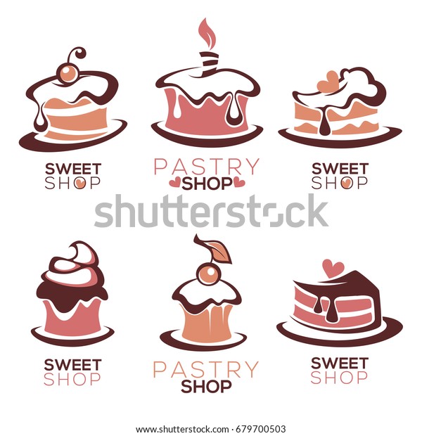 ベーカリー ペストリー 菓子 ケーキ デザート スイーツショップ ベクター画像ロゴ エンブレムコレクション のベクター画像素材 ロイヤリティフリー