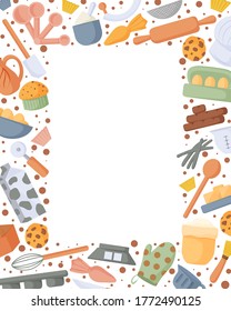 Bakery and pastry frame. Retro design template for menu, poster, banner, packaging. Vector illustration.