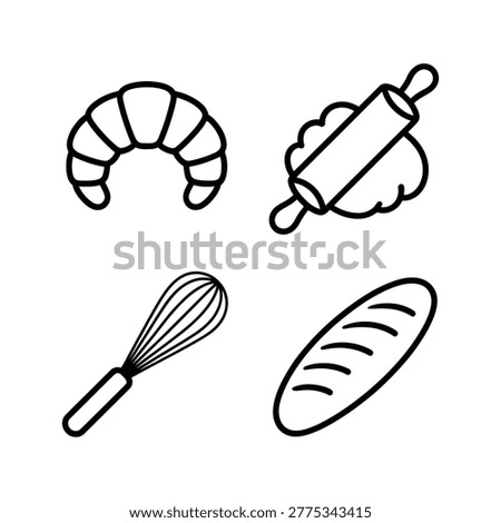 Bakery Pastry and Homemade Bread Cooking Icons
