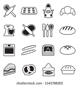 Bakery And Pastry Icons. Line With Fill Design. Vector Illustration.