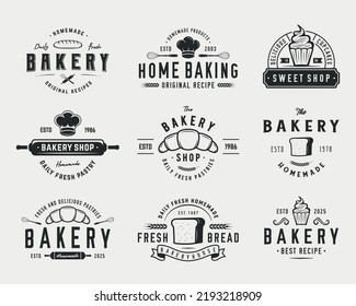 Bakery Pastry Logo Set Set 9 Stock Vector (Royalty Free) 2193218909 ...