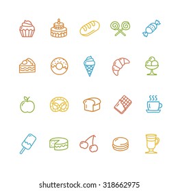 Bakery and Pastry Outline Icons Set Isolated. Can Be Used for Your Design. Vector illustration