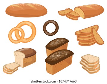 Ilustración del diseño vectorial de panaderías y productos pasteleros en fondo blanco