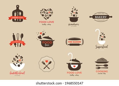 Bakery, pastry shop, food and cooking logo and branding. Healthy, vegan and vegetarian food concept design