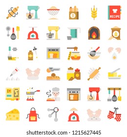 bakery and pastry shop related flat design icon set.