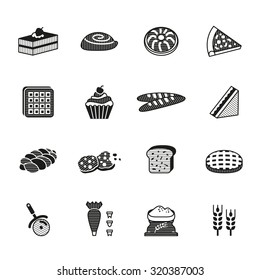 Bakery, pastry and bakery tool icons set.