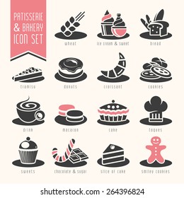 Bakery, patisserie icon set