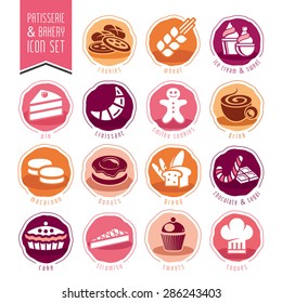 Bakery, patisserie icon set