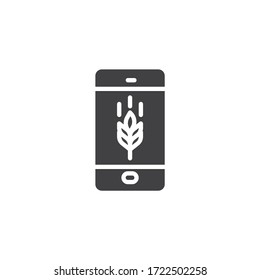 Bakery phone call vector icon. filled flat sign for mobile concept and web design. Mobile phone with Wheat glyph icon. Symbol, logo illustration. Vector graphics