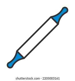 Bakery Pin-roll Icon. Editable Bold Outline With Color Fill Design. Vector Illustration.