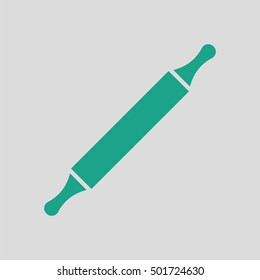 Bakery pin-roll icon. Gray background with green. Vector illustration.