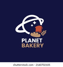 Bakery with planet logo design vector graphic symbol icon sign illustration creative idea