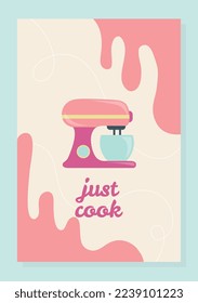 Bakery poster or cover. Graphic element for website, promotion of restaurant and cafe on Internet. Advertising card. Dessert and delicacy, sweet and tasty products. Cartoon flat vector illustration