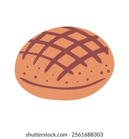 Bakery product. Bread made from wheat flour. Food and cooking. Flat vector illustration isolated on white background