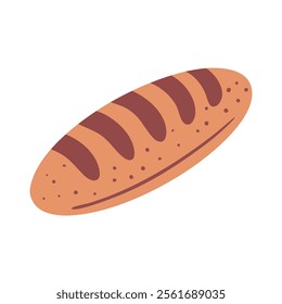 Bakery product. Bread made from wheat flour. Food and cooking. Flat vector illustration isolated on white background