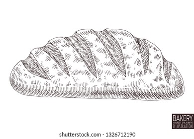 bakery product isolated on white background. Hand drawn bread food illustration. 