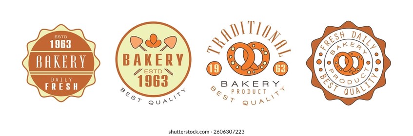 Bakery Product Logo and Company Label Design Vector Set