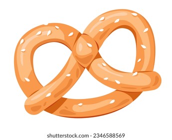 Bakery product, pretzel. Homemade cakes. Cartoon vector illustration.
