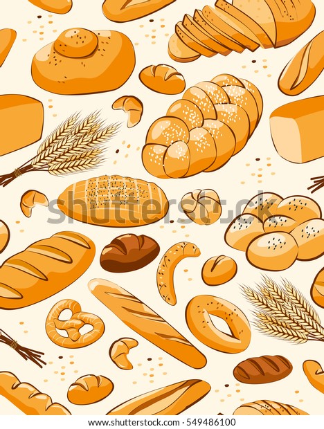 Bakery Product Seamless Pattern Pattern Bread Stock Vector (Royalty ...