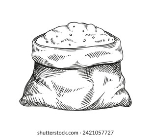Bakery product sketch. Homemade pastry. Sack of dough. Minimalistic creativity and art. Assortment for bakery and street cafe. Doodle flat vector illustration isolated on white background