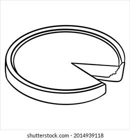 Bakery products. Appetizing pumpkin pie with a cut piece of cake. Line style. Vector illustration for design and decoration.