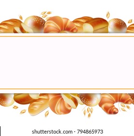 Bakery products banner horizontal Realistic border or header