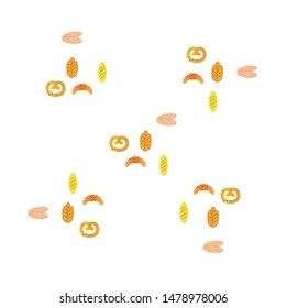 Bakery products banner, vector illustration. Wheat bread, pretzel, ciabatta, croissant, french baguette