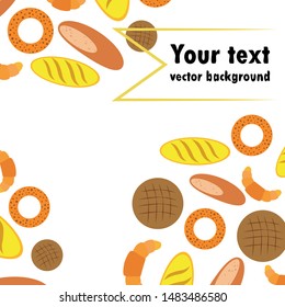 Bakery products banner, vector illustration. Wheat bread, pretzel, croissant