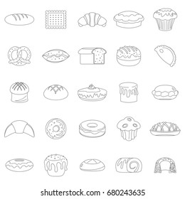 Bakery products black line icons set. Bakery black line design elements, infographics, badges, labels, icons