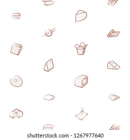 Bakery products, Cheeses, Japanese food, Seafood and Table setting set. Background for printing, design, web. Usable as icons. Seamless. Color.