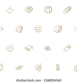 Bakery products, Cheeses, Japanese food, Seafood and Table setting set. Background for printing, design, web. Usable as icons. Seamless. Color.