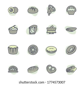 Bakery products color vector icons for user interface design