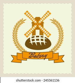 bakery products. colored vector icons on grey background