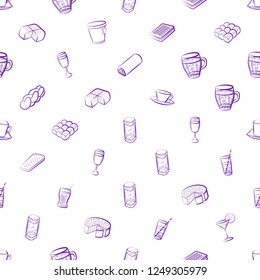 Bakery products and Drinks set. Background for printing, design, web. Usable as icons. Seamless. Color.