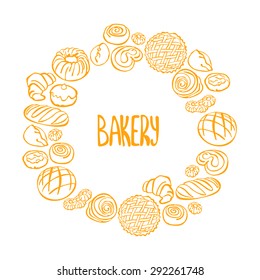 Bakery products. Frame - wreath. 