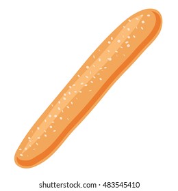 Bakery products. French baguette with sesame seeds. Vector illustration food